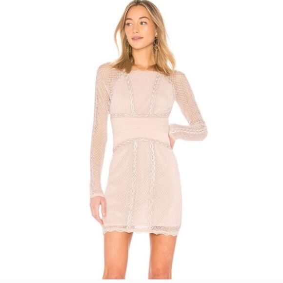 Women’s Free People Mixed Media Lace and Mesh Bodycon Dress Size Small Pink NWT - Picture 1 of 9